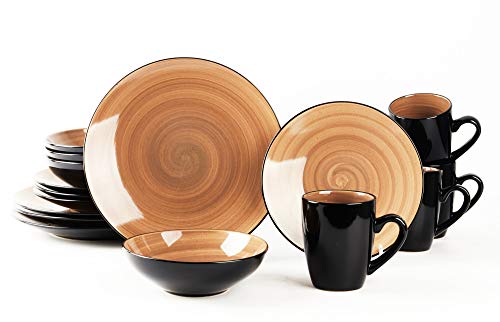 16pc Black Speckled Stoneware Dinnerware Set S176802