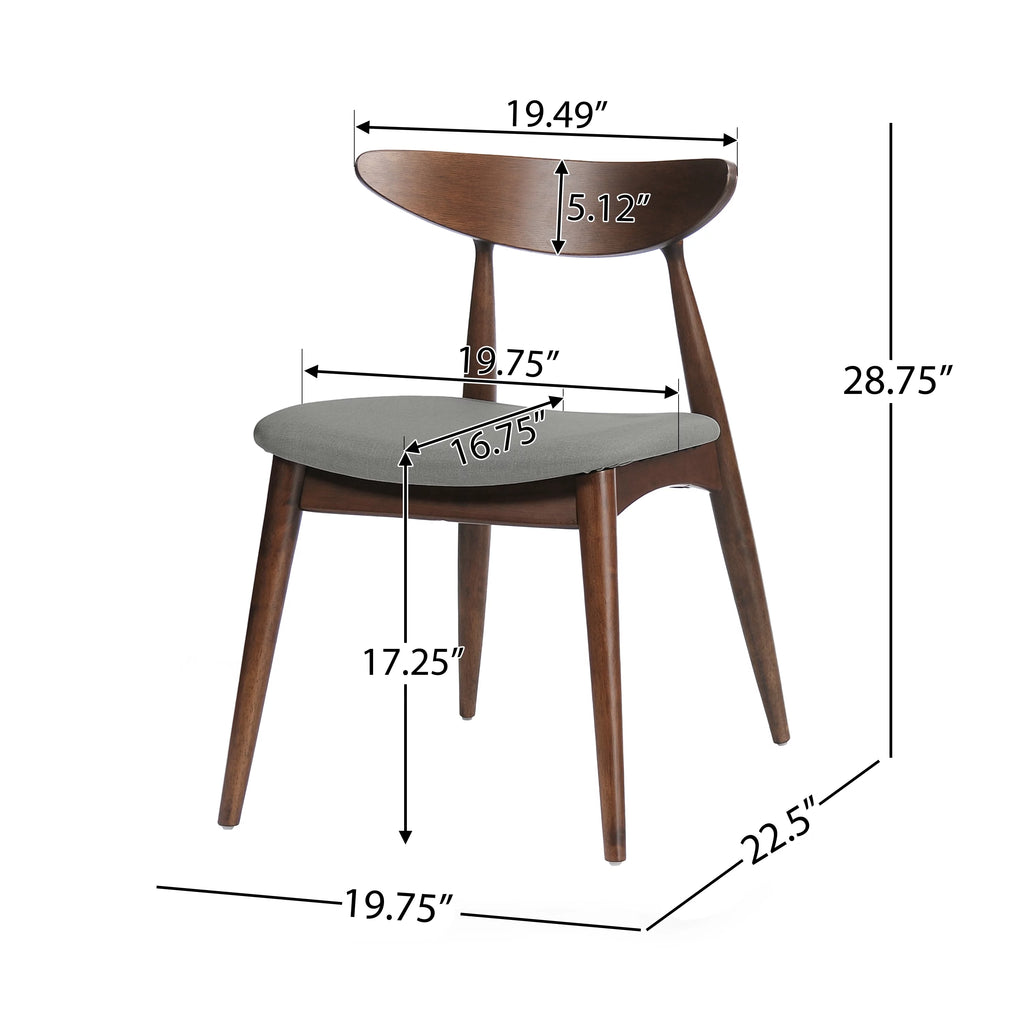 Light Grey Fabric Dining Chairs, Set of 2 P584399