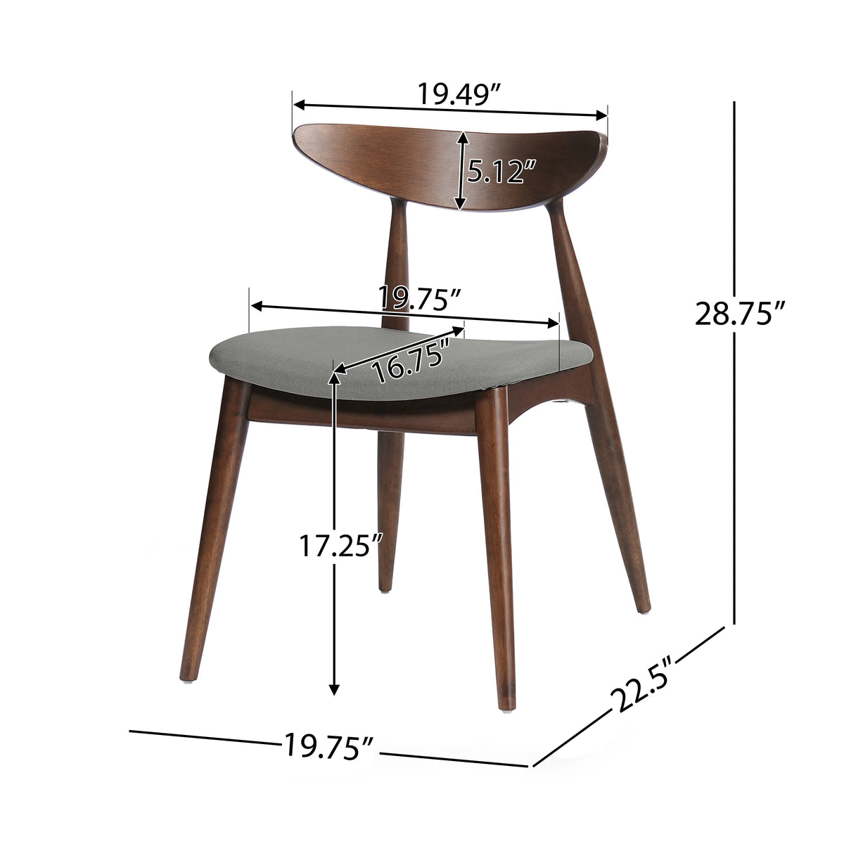 Light Grey Fabric Dining Chairs, Set of 2 P584399