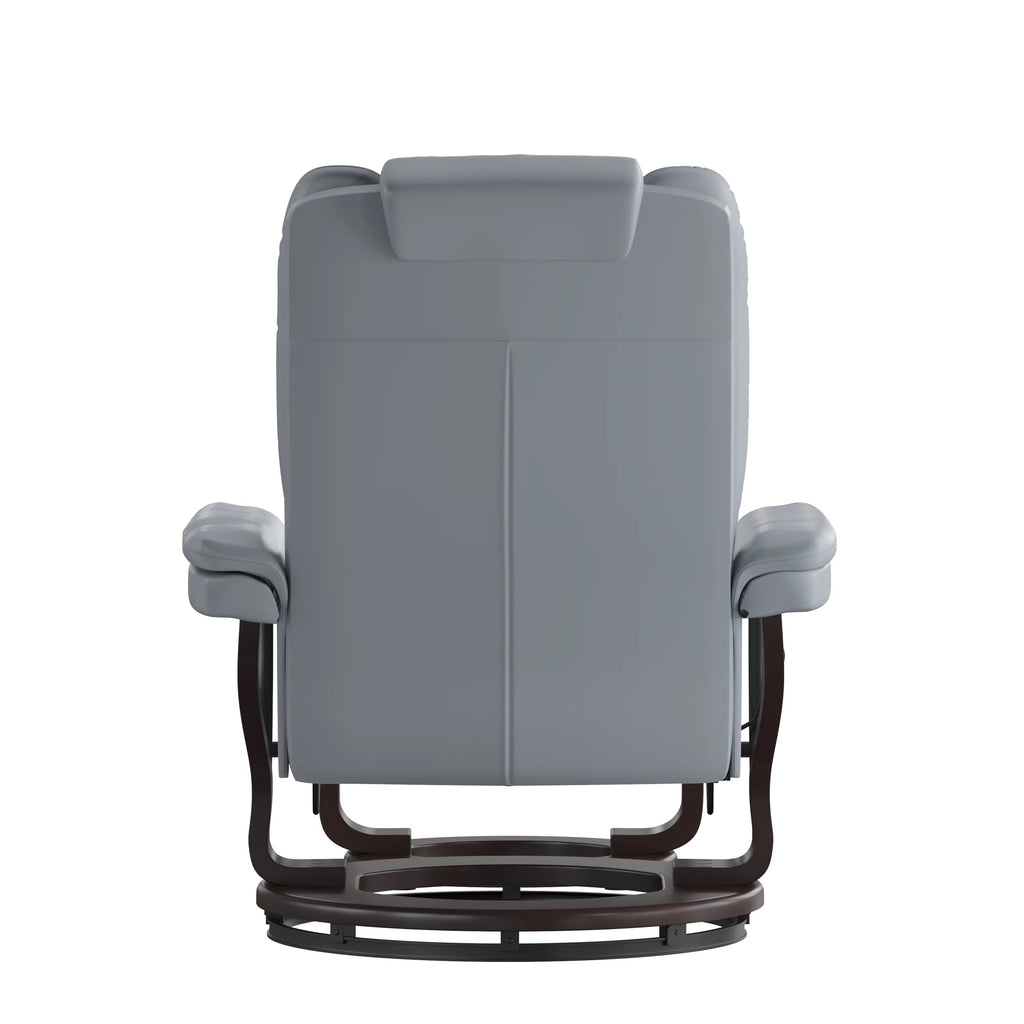 Gray Faux Leather Recliner with Ottoman K86590