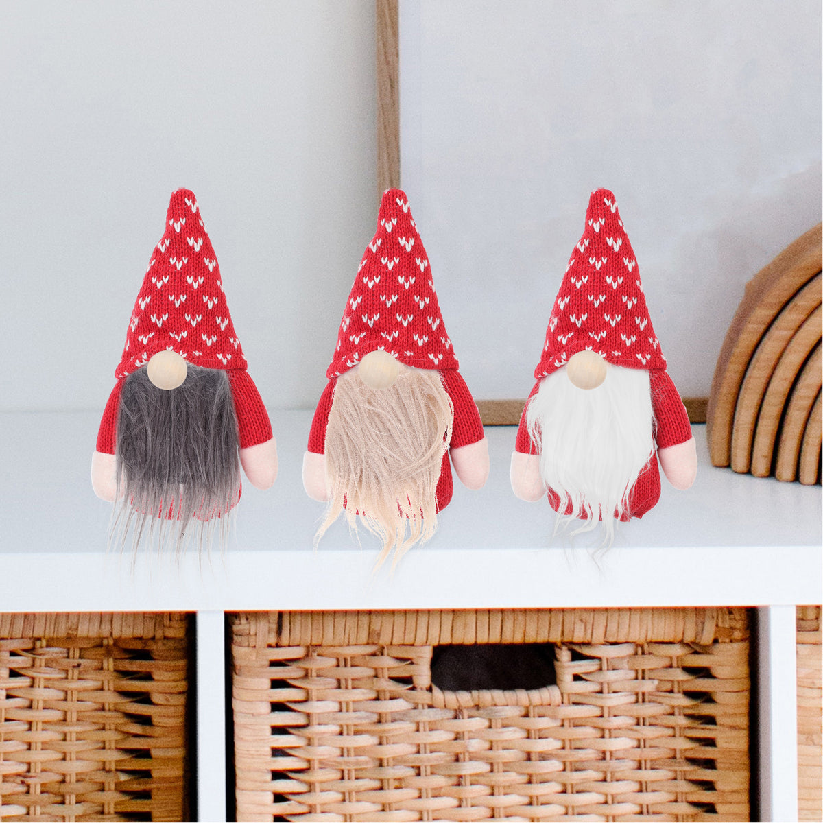 2 Sets Gnome Doll DIY Making Supplies Including Square Faux Fur Fabric Wooden Balls N1821