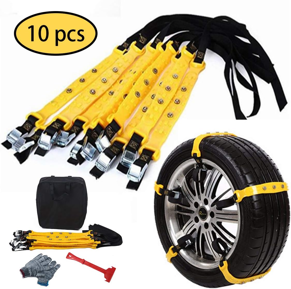 10 Pcs Car Tire Chains for Snow Ice Mud U783997