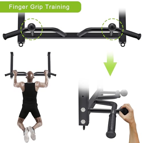 32" Ceiling Mounted Heavy Duty Pull Up Bar with Punching Bag Hanger and Resistance Bands C46598