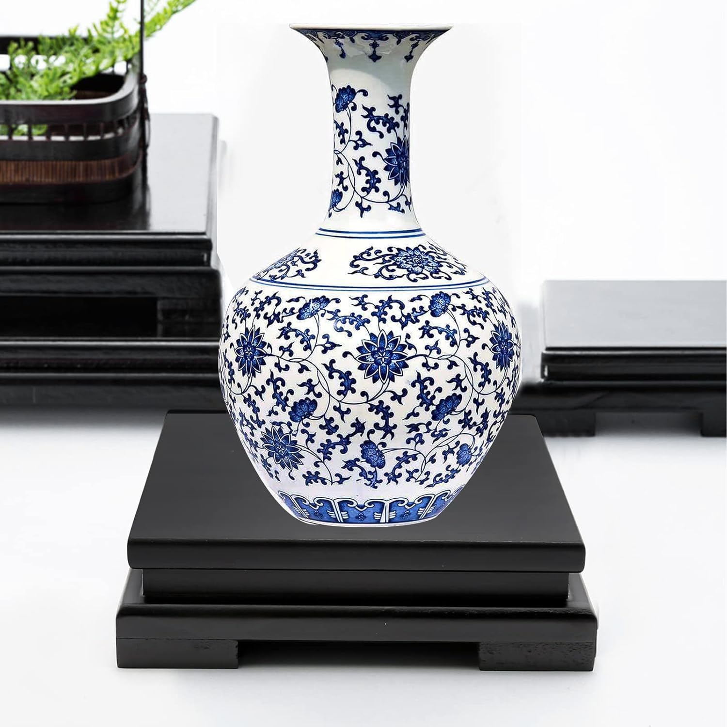 Square Wood Display Stand 6.7" W x 6.7" D x 1.7" H (Black) D2336