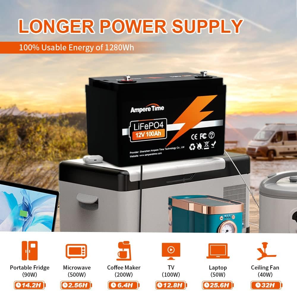 12V 100Ah LiFePO4 Battery with 14.6V 10A Charger K71770