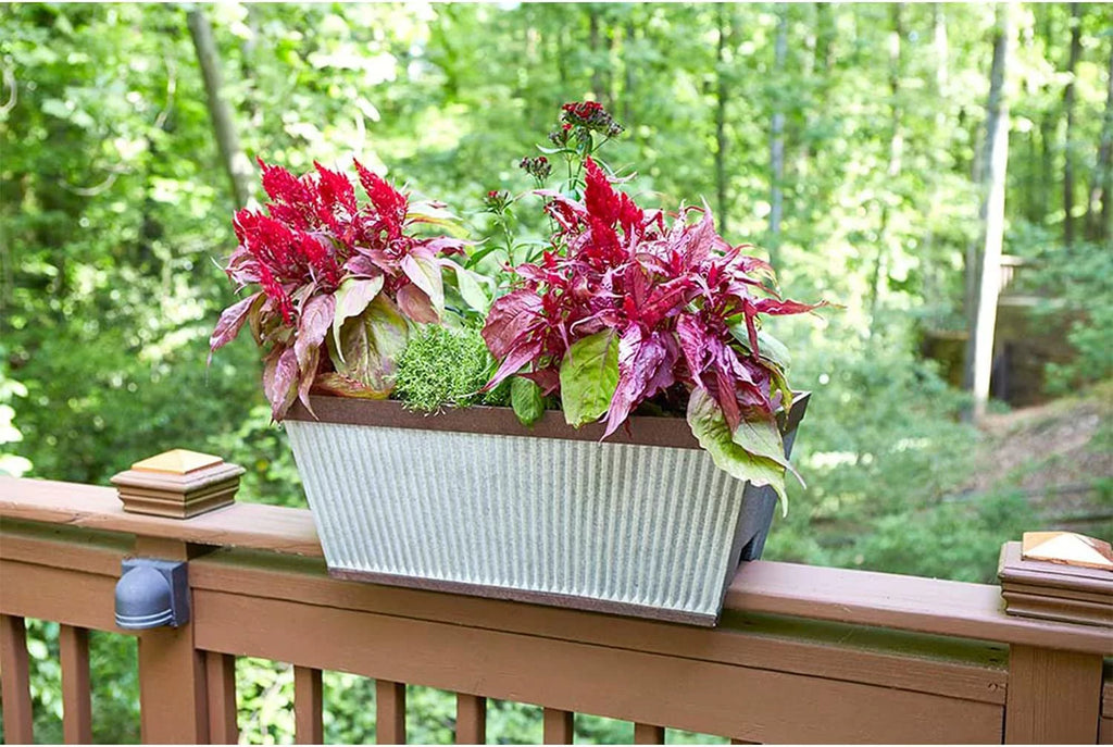 24 Inch Outdoor Deck Rail Textured Resin Planter U20037