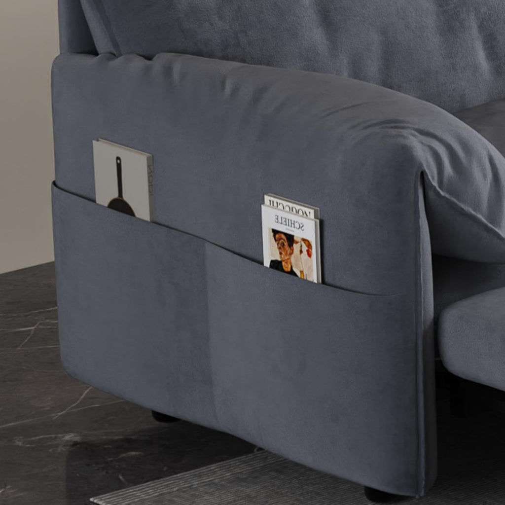 63.8" Queen Pull Out Velvet Sofa Bed with 2 Pillows Y3833