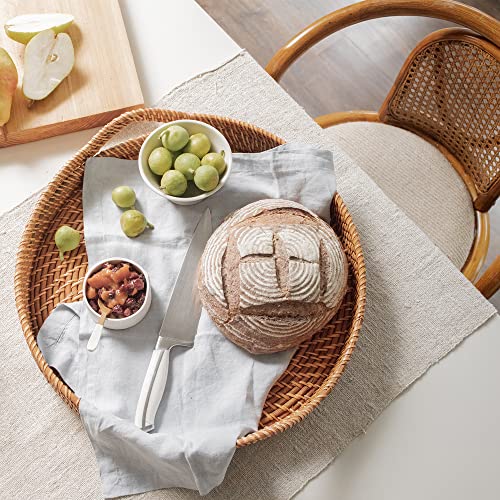 Round Wicker Rattan Tray 18 inches Hand Woven Natural Serving Tray with Handles F373602