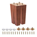 8 Inch Set of 4 Square Solid Wood Couch Legs, Brown R8552