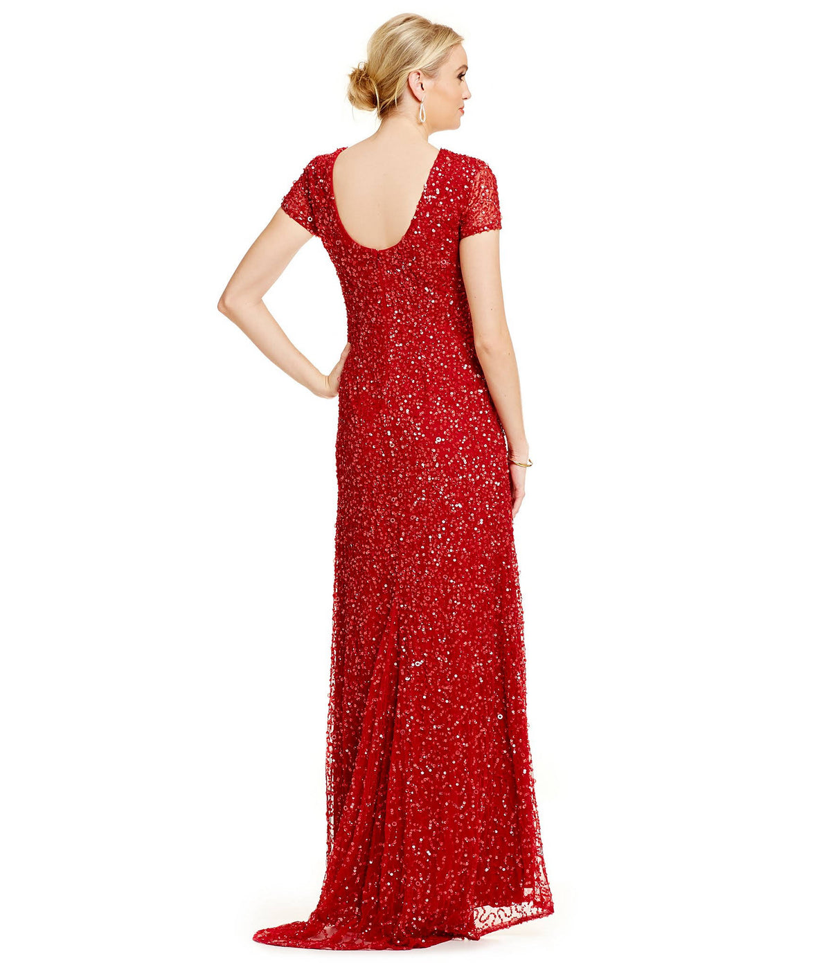 Blush Scoop Back Sequin Gown U258594