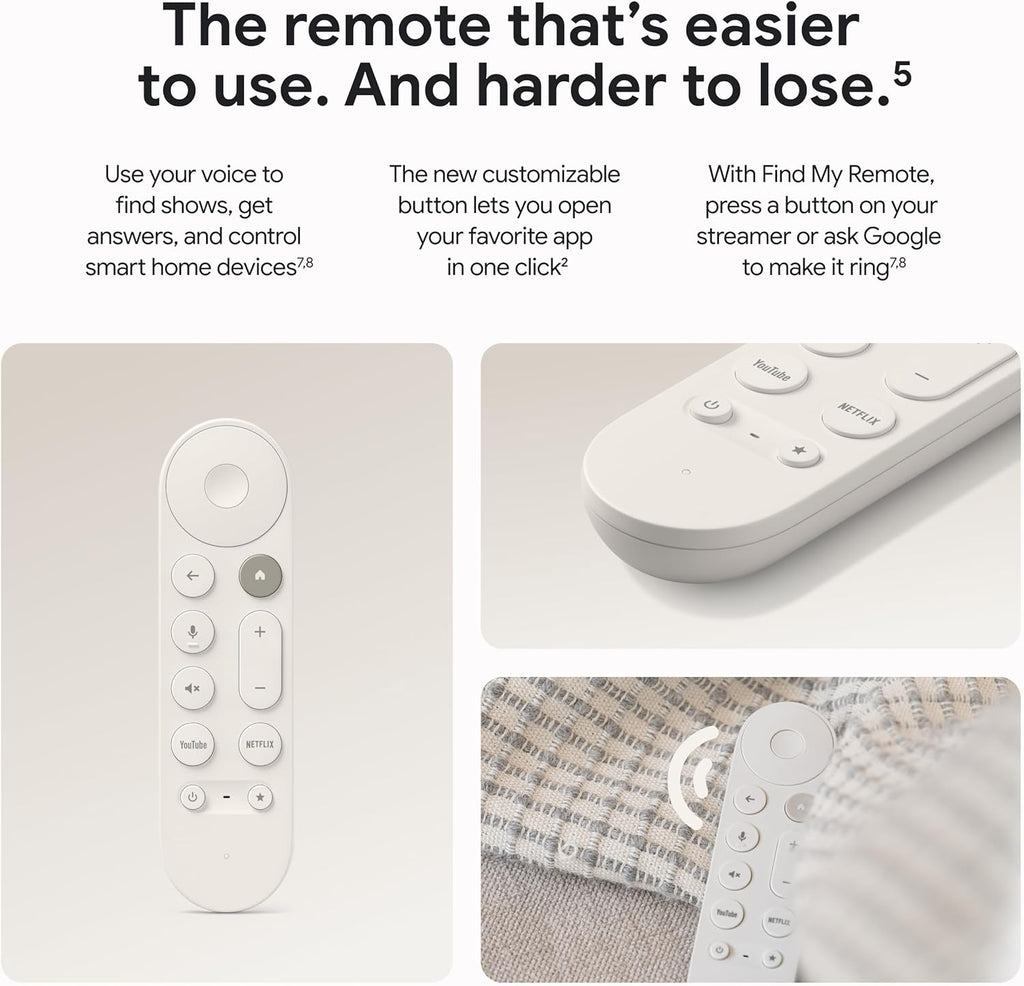 Porcelain 4K Google TV Streamer with Voice Search Remote Y274