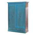 Turquoise Hand Carved Solid Wood 2 Drawer Armoire D853