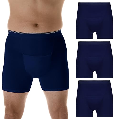 Men’s Incontinence Boxer Briefs Pack of 3 White Large Waist 38-40" T39243
