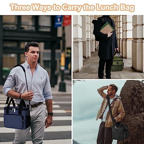 Insulated Leak-Proof Large Black Lunch Bag U774618