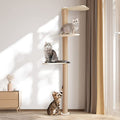 Wood Cat Tower Floor to Ceiling Adjustable with Natural Sisal Rope D574678