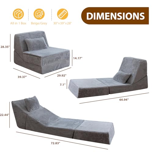 3-in-1 Folding Sofa Bed with Pillow N624