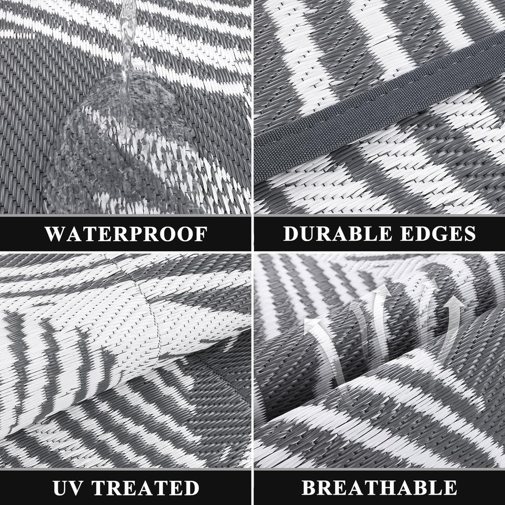 6'x9' Waterproof Reversible Outdoor Plastic Straw Rug K6691