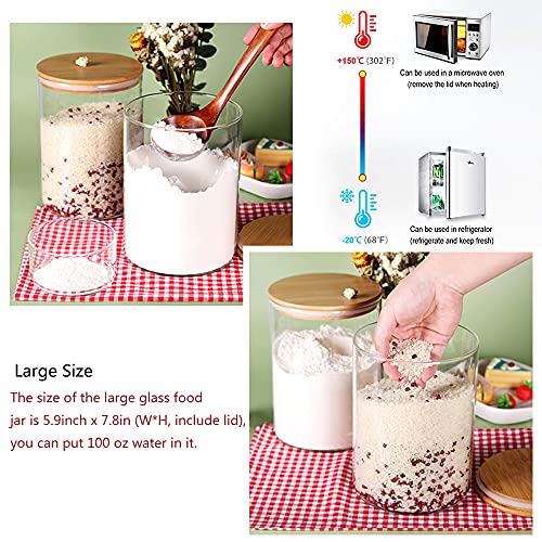 Glass Flour Container with Airtight Bamboo Lid, Large Glass Food Jar with Wooden Lid (3L) G16309