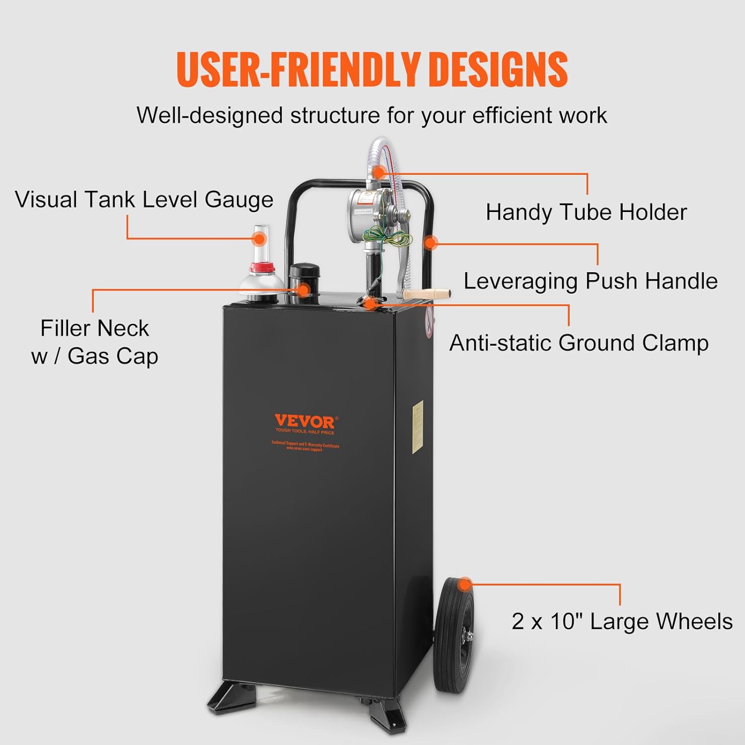 Black 30 Gallon Portable Fuel Caddy with Manual Transfer Pump Y572