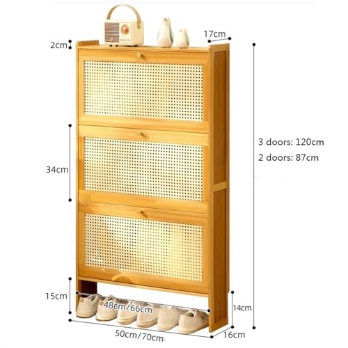 Slim Bamboo Shoe Storage Cabinet with Flip Drawers Z666
