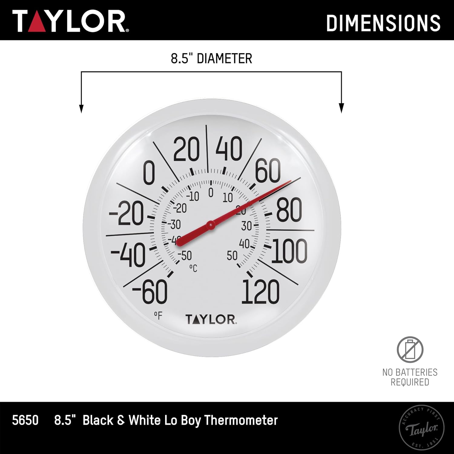 White Bezel 8.5 Inch Dial Thermometer G44708