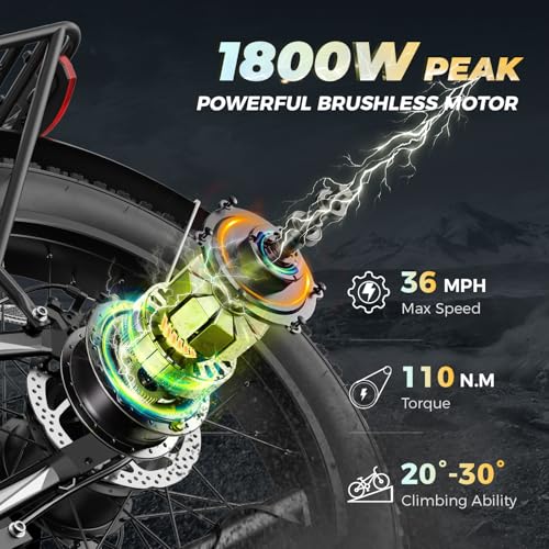 M1 Pro Electric Bike, 1800W Peak Motor, 48V 17.5Ah, 26'' x 4.0'' Fat Tire, 7 Speed, Dual Suspension N941939