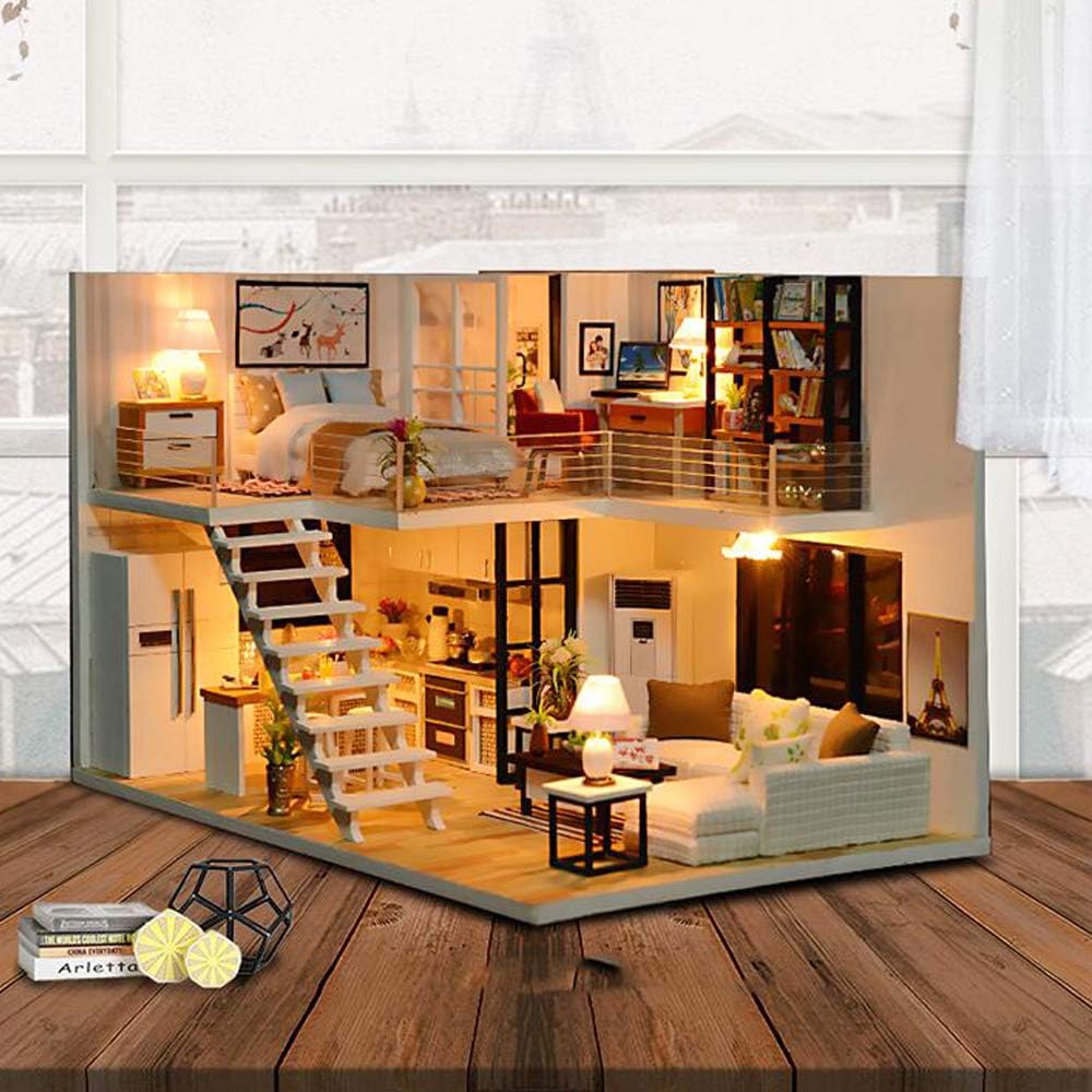 Dollhouse Miniature with Furniture, DIY Dollhouse Kit Y66102
