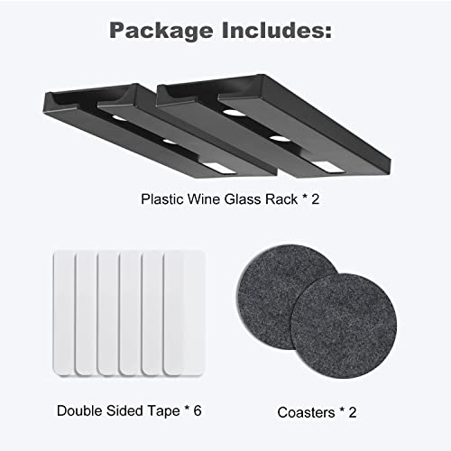Black 4 Pack Plastic Wine Glass Rack with 4 Coasters B212