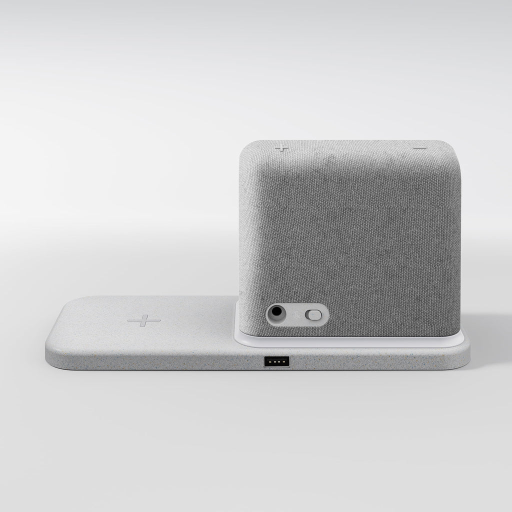 Heather Grey Smart Clock with Wireless Charging Dock P76808
