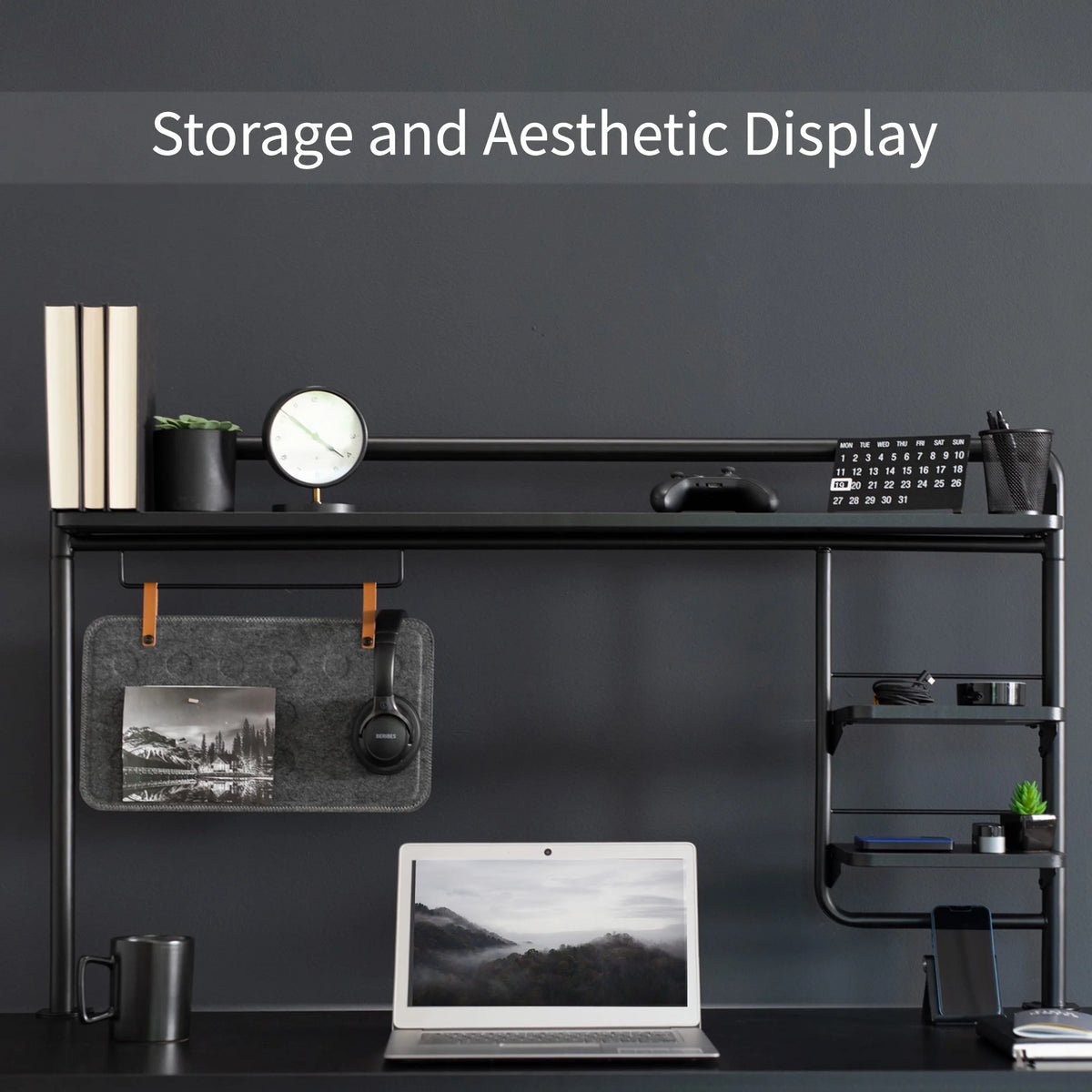 Clamp-on Desktop Shelving System with Magnetic Memo Board M26485
