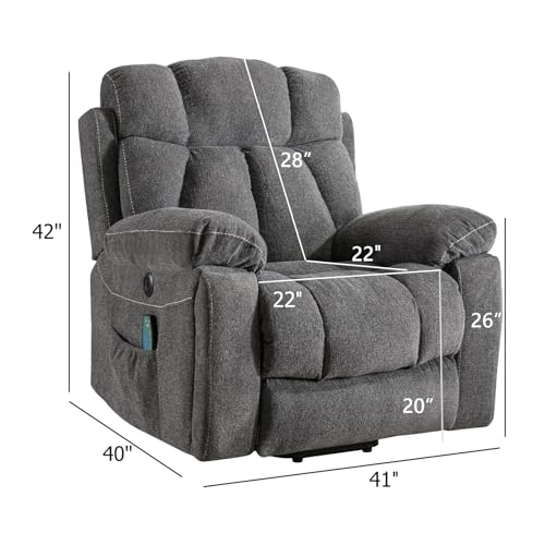 Light Gray Power Lift Recliner Chair with Massage and Heat R131598