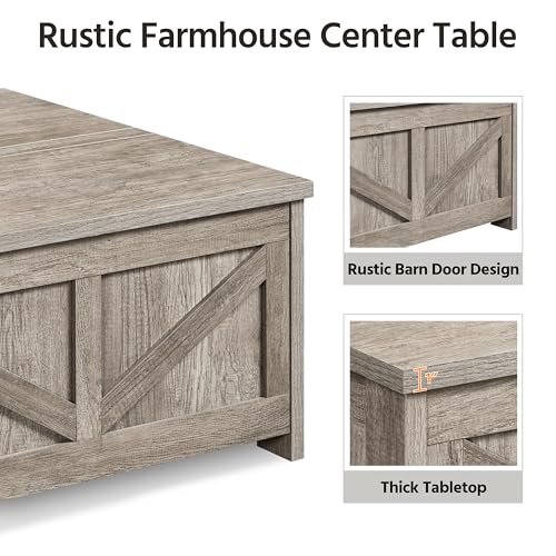 Gray Lift Top Coffee Table with Hidden Storage Compartment W36003