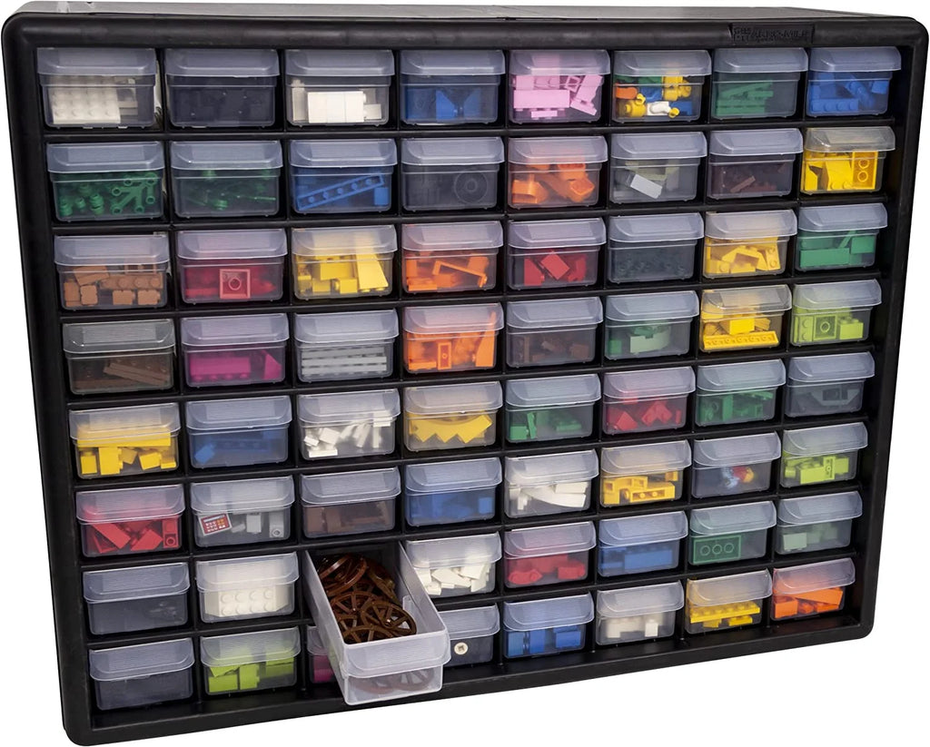 64 Drawer Black Plastic Cabinet Storage Organizer Y3476