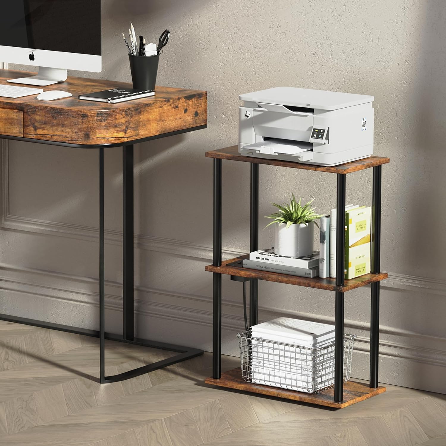 3-Tier Narrow Side Table with Charging Station Y561229
