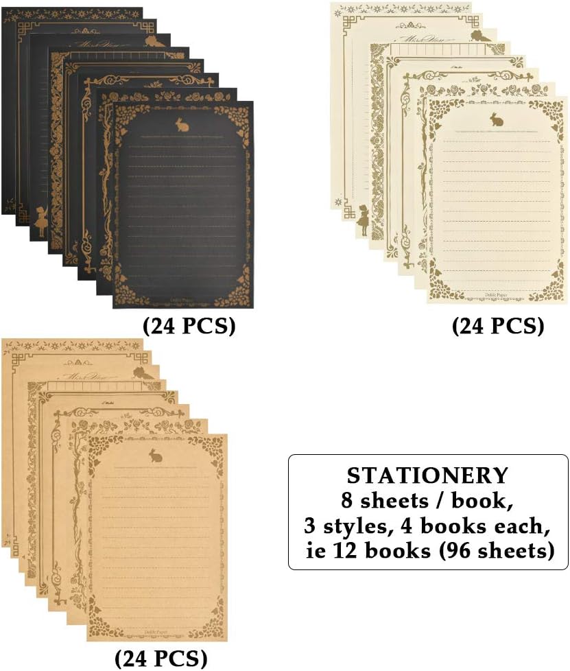 96 Sheets Vintage Stationary Paper and Envelopes Set W558273