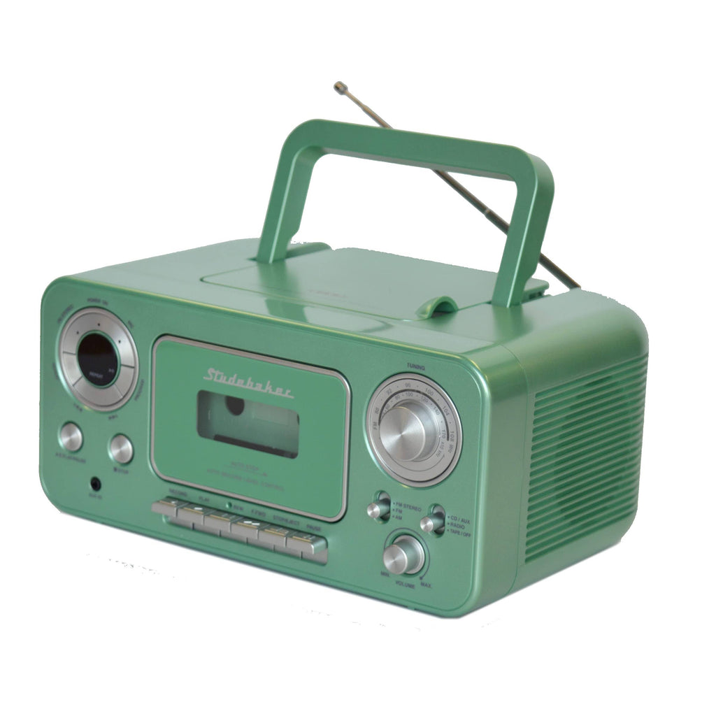 Portable Stereo CD Player with AM/FM Radio and Cassette Player Recorder Teal Silver W399694
