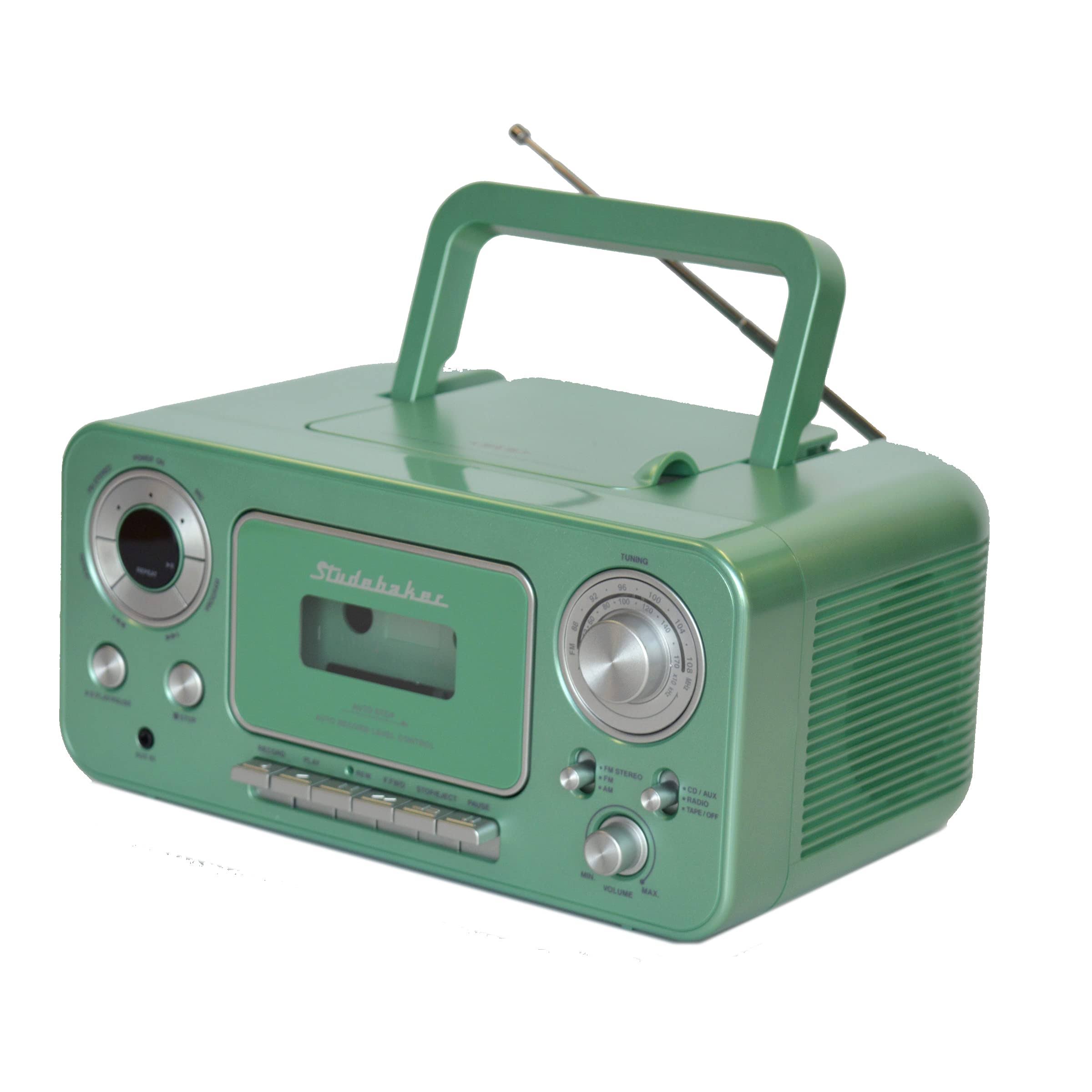 Portable Stereo CD Player with AM/FM Radio and Cassette Player Recorder Teal Silver W399694