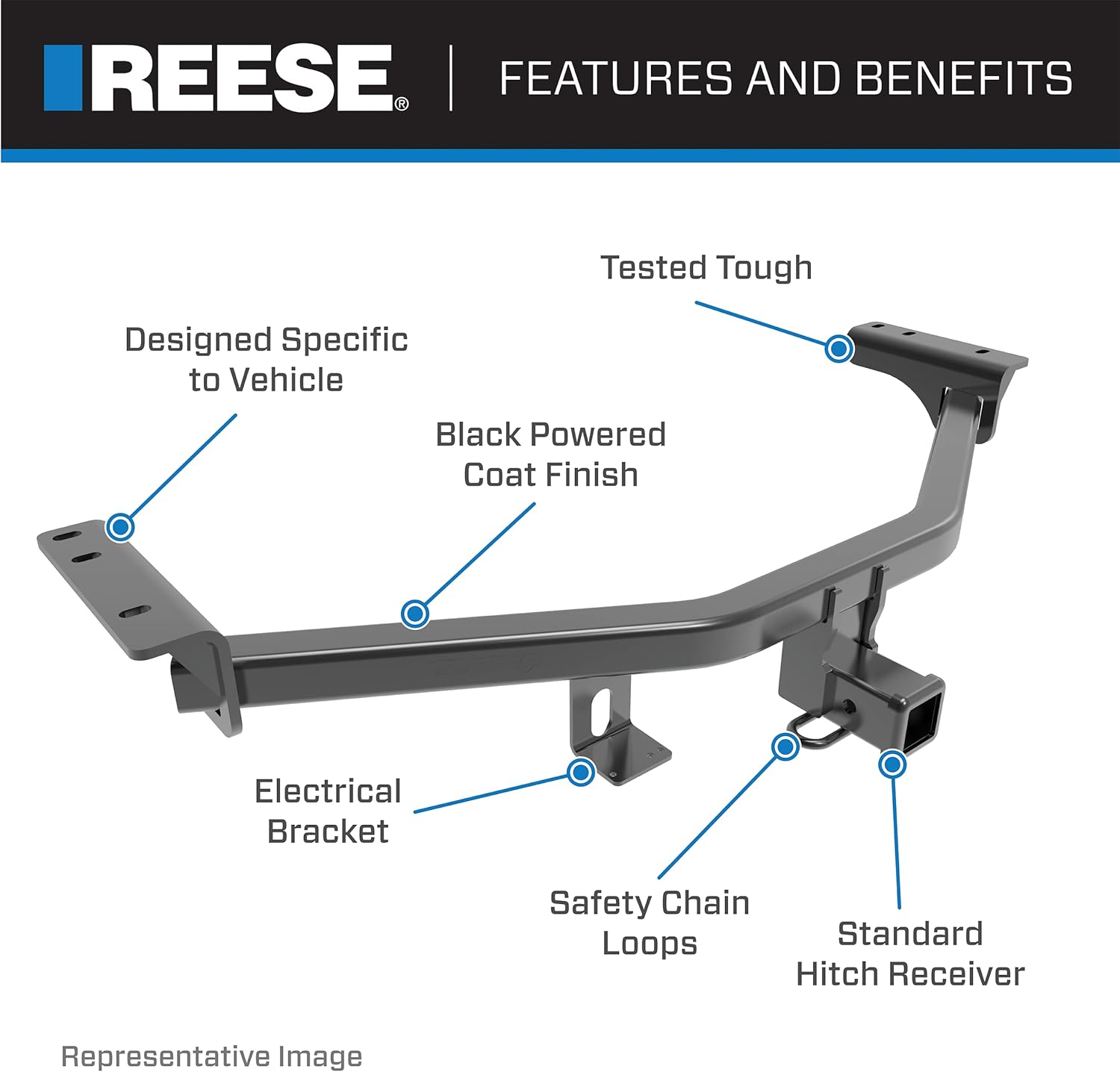 Black Class III Custom-Fit Hitch with 2" Square Receiver Opening H130136
