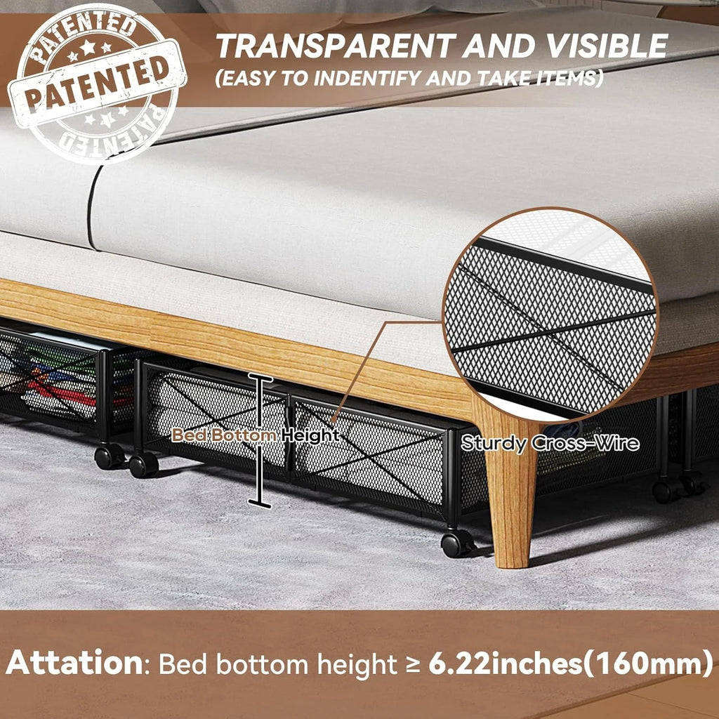Under Bed Storage Containers with Wheels Metal Storage Containers -2PCK V580