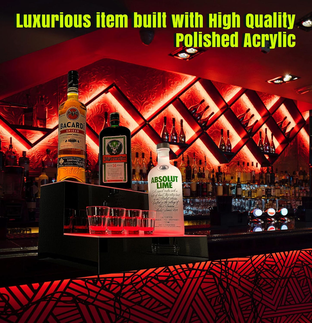 2 Step Multicolor LED Liquor Bottle Display Shelf 16 inch M505961