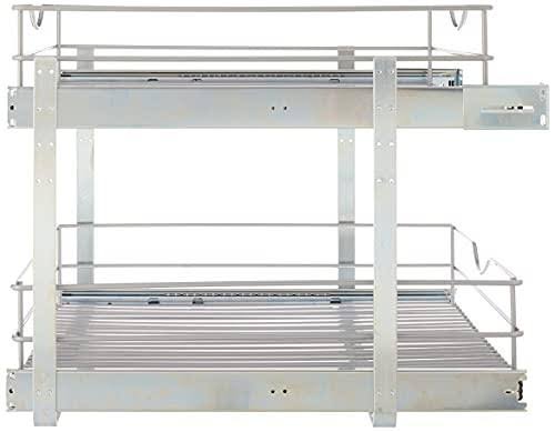 20.625 in. W x 21.75 in. D x 16.25 in. H Double Tier Pull Out Cabinet Organizer, Frosted Nickel D179