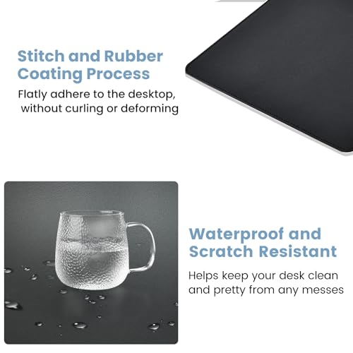 Black Leather Waterproof Large Desk Mat with Wireless Charger Z585194