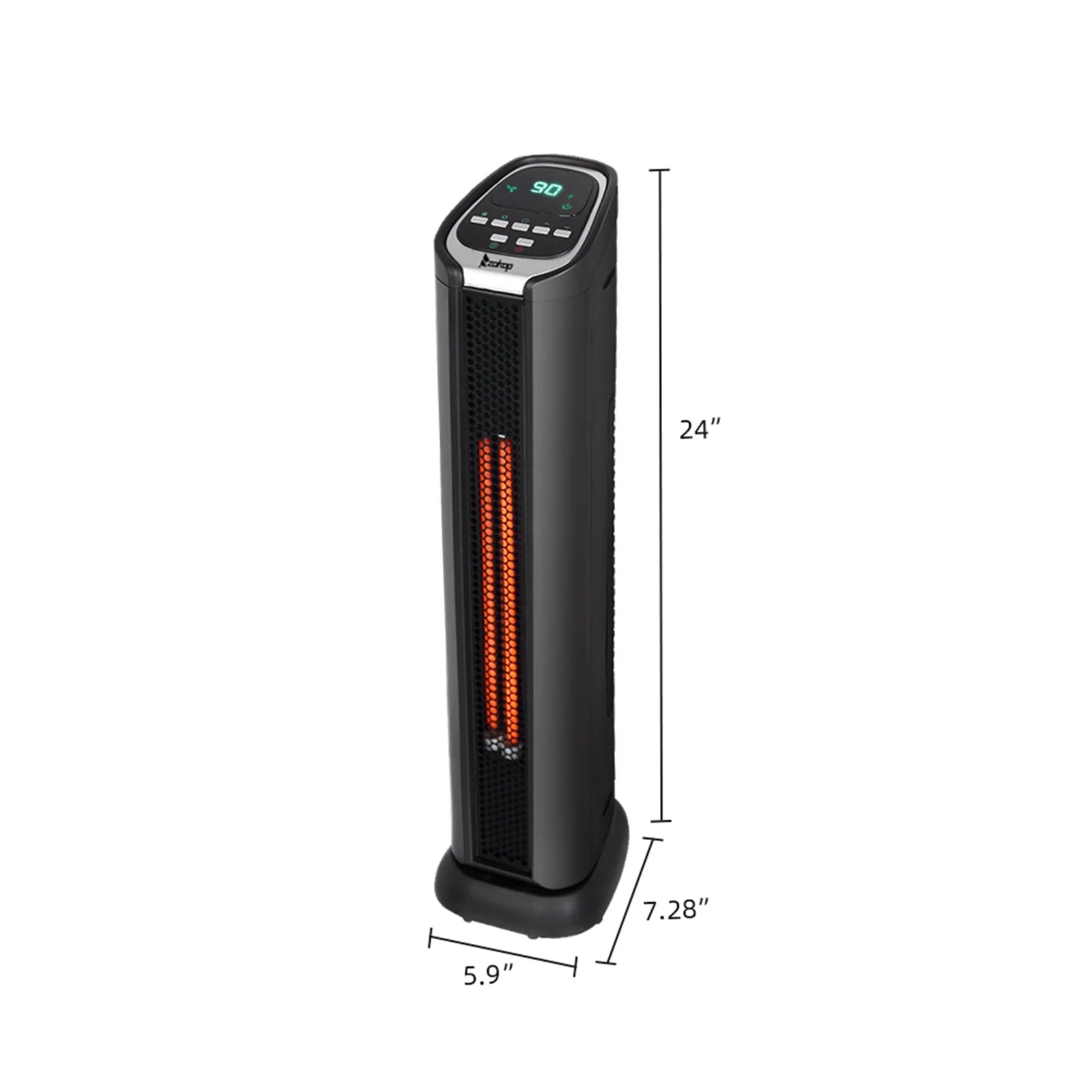 24" 1500W Quartz Infrared Electric Heater with Thermostat, Remote, 3 Modes, 12H Timer, 60 Degree Oscillating Q174