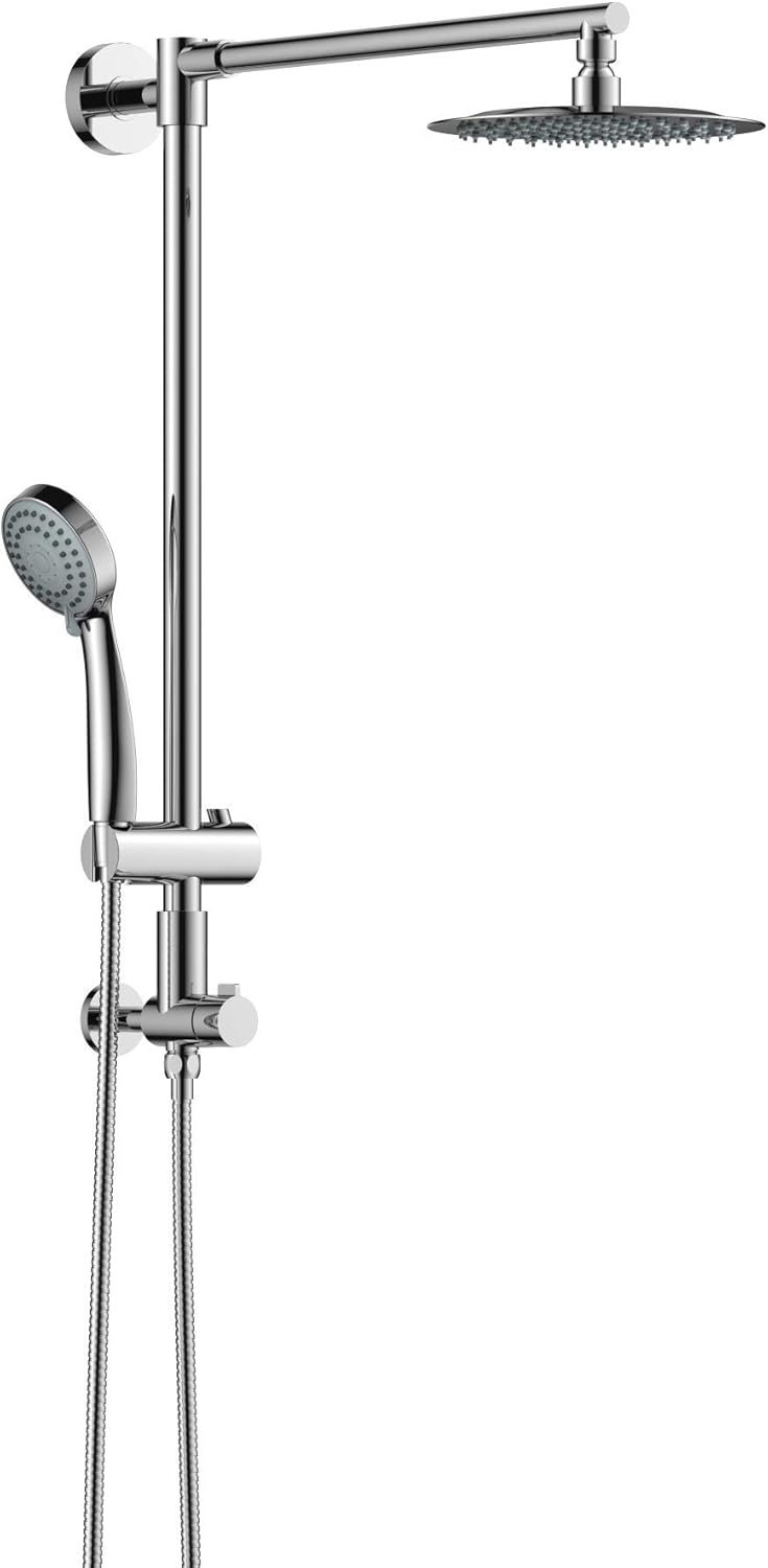 8" Low Profile Rain Shower System with Slide Bar Handheld Shower Combo (Brushed Nickel) I546818