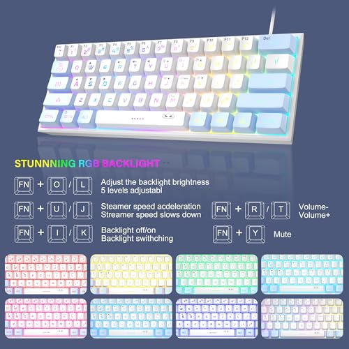 Mini 60% RGB Backlit 61 Key Ultra-Compact Mechanical Feeling Keyboard (Black) G7411