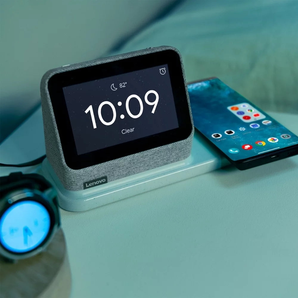Heather Grey Smart Clock with Wireless Charging Dock P76808