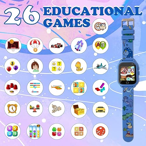 Kids Smart Watch with 26 Puzzle Games HD Touch Screen Camera Music Player Pedometer Alarm Clock Calculator D4677