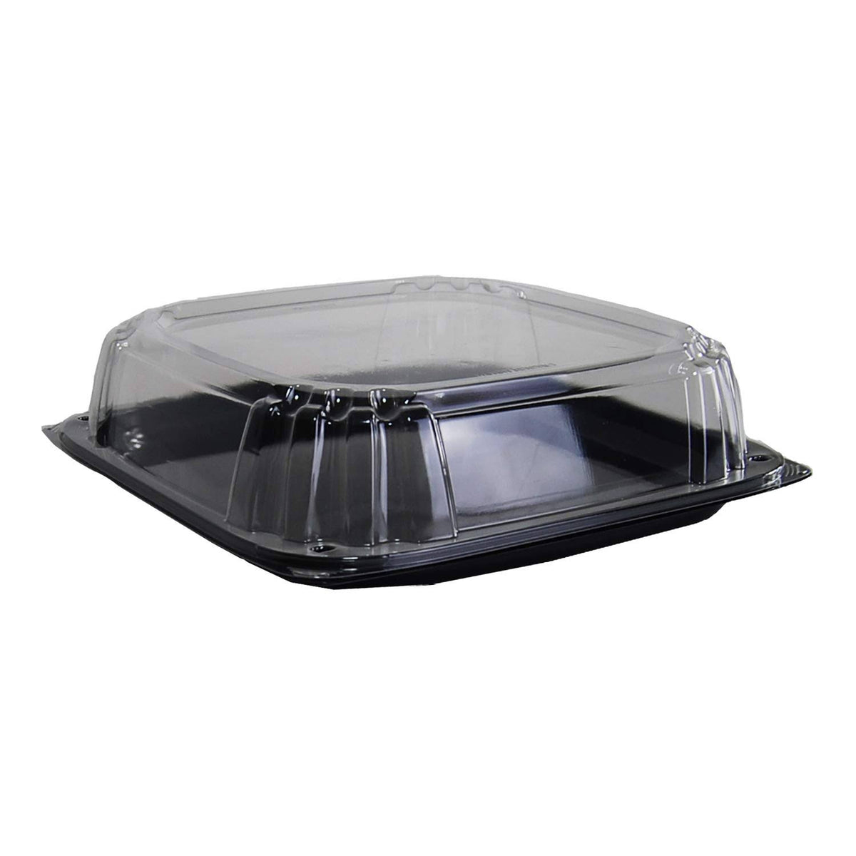 Black Disposable Square Catering Tray with Lid, 25/Case U1133