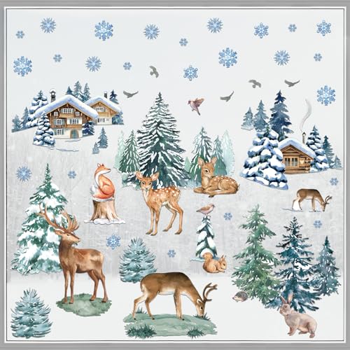 94 Pcs Christmas Tree & Reindeer Window Stickers U10948