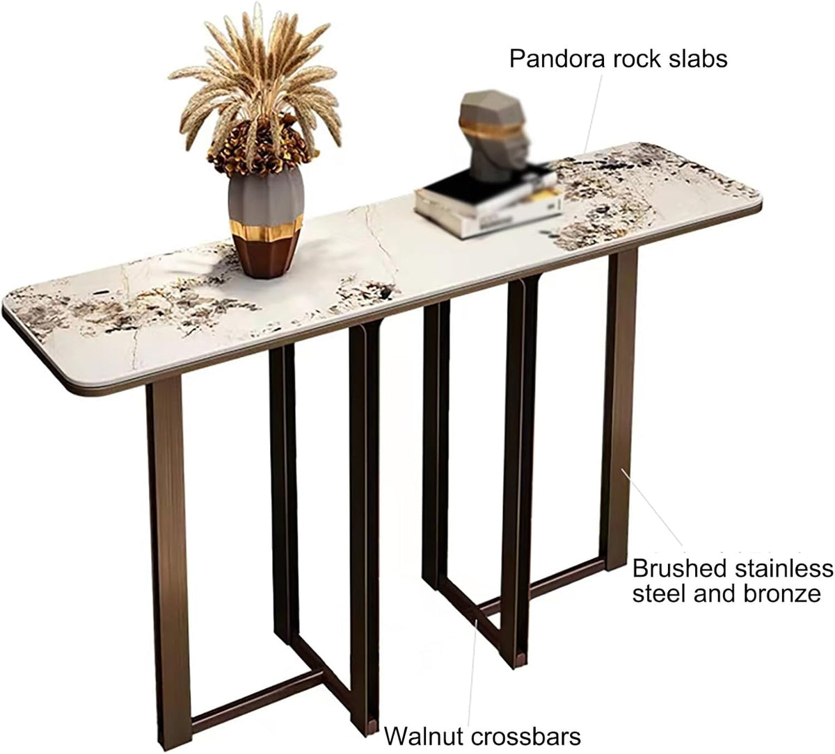 Narrow Entryway Table with Geometric Metal Base J266848